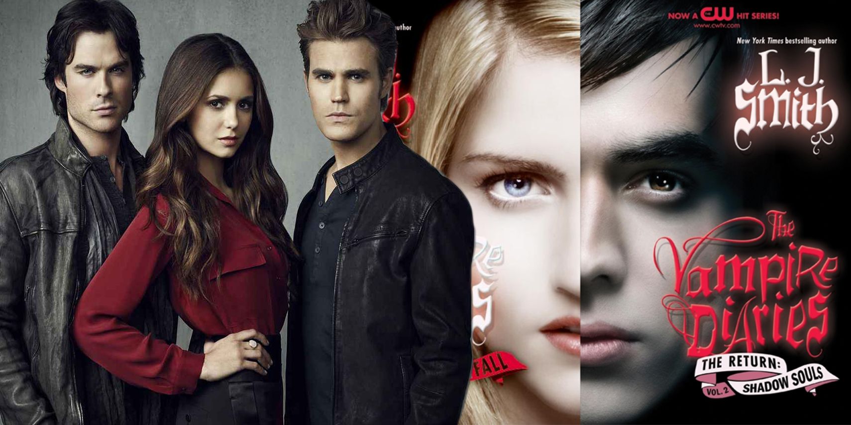 A collage of The Vampire Diaries characters from the show and the books