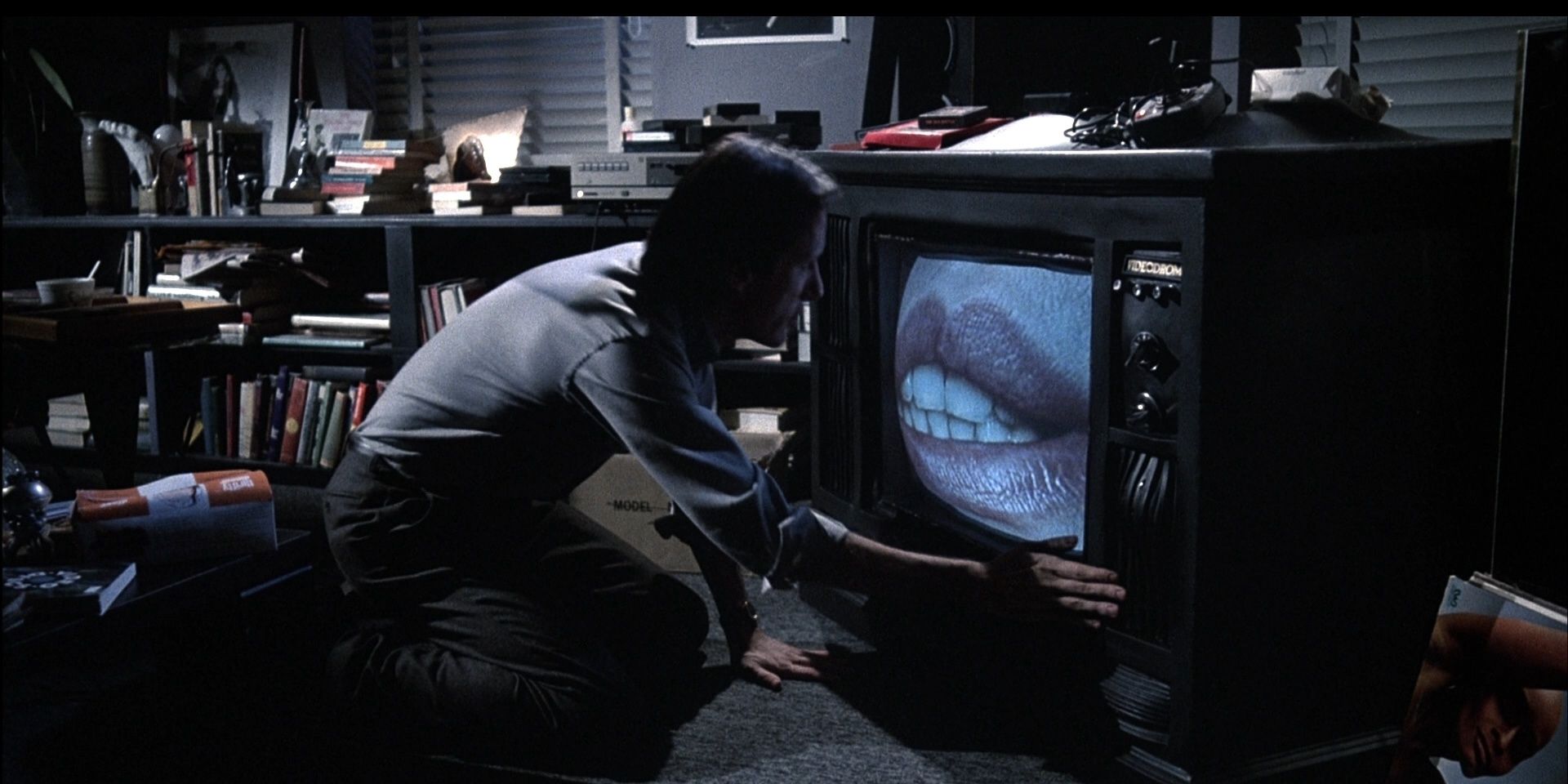James Woods's character Max watches a video on the TV in Cronenberg's Videodrome