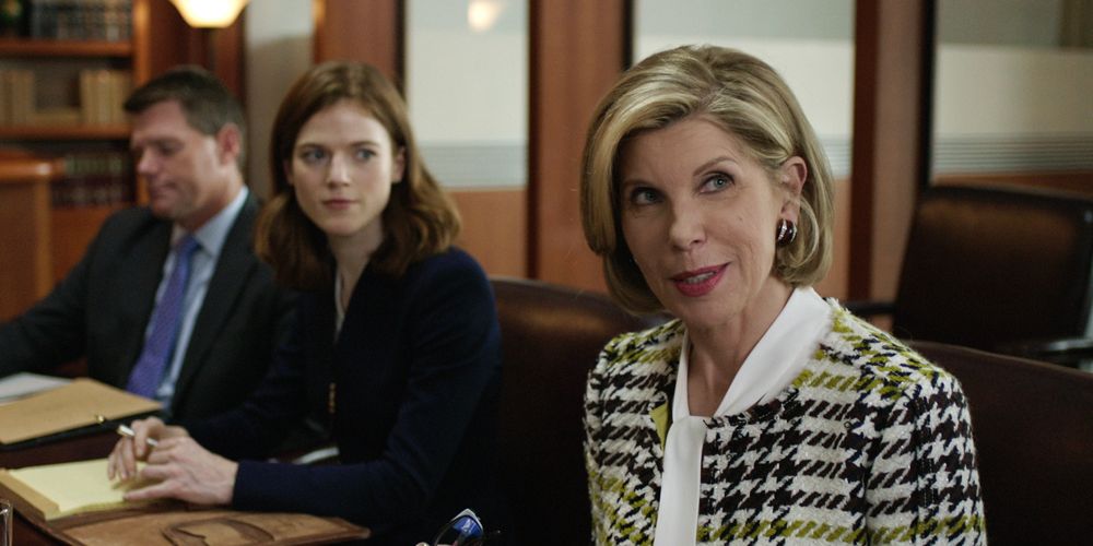 Christine Baranski in court with two other actors in The Good Fight