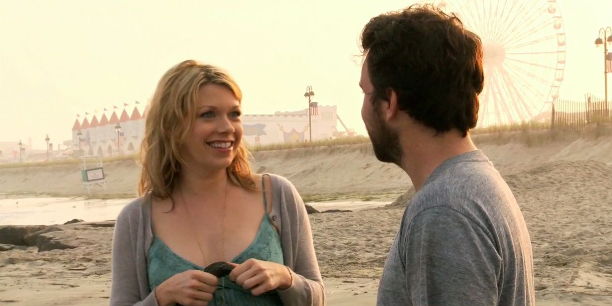 The Waitress smiling at Charlie on the beach in It's Always Sunny in Philadelphia.