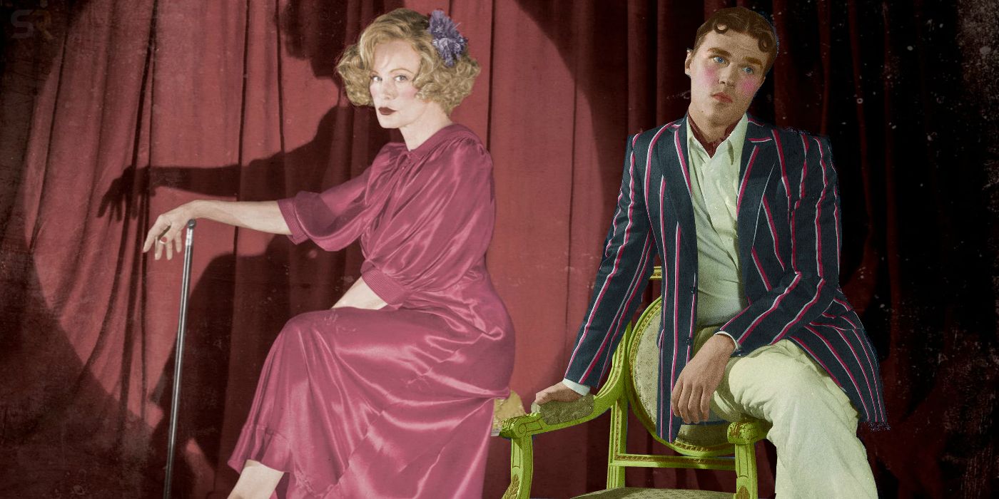 Elsa Mars and Dandy Mott sit together in American Horror Story Freak Show 