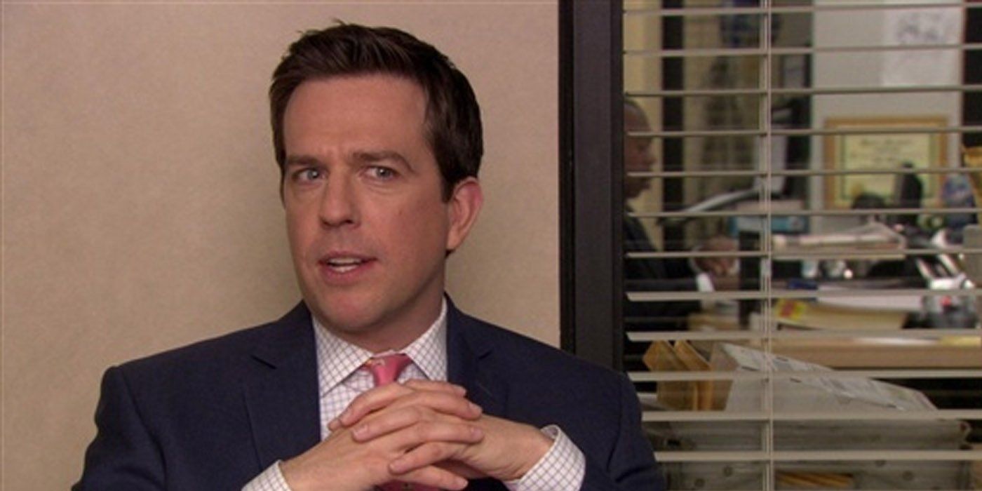 Andy Bernard talking to the camera in The Office