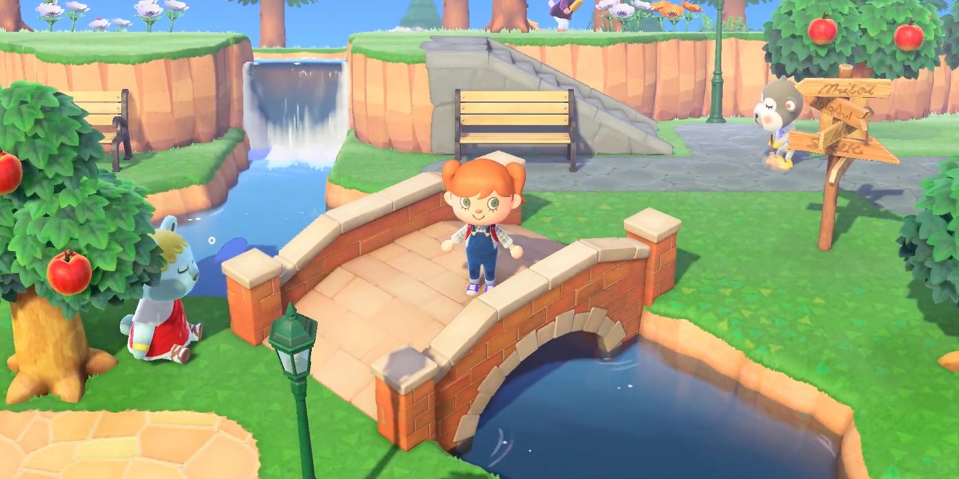 A character on a bridge in Animal Crossing New Horizons