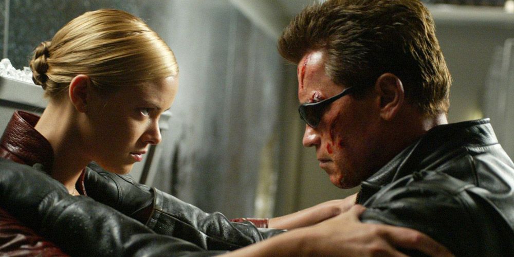 Arnold Schwarzenegger and Kristanna Loken in Terminator 3