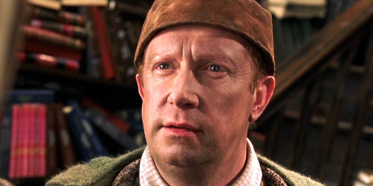 Arthur Weasley with ash on his face in Harry Potter and the Chamber of Secrets.