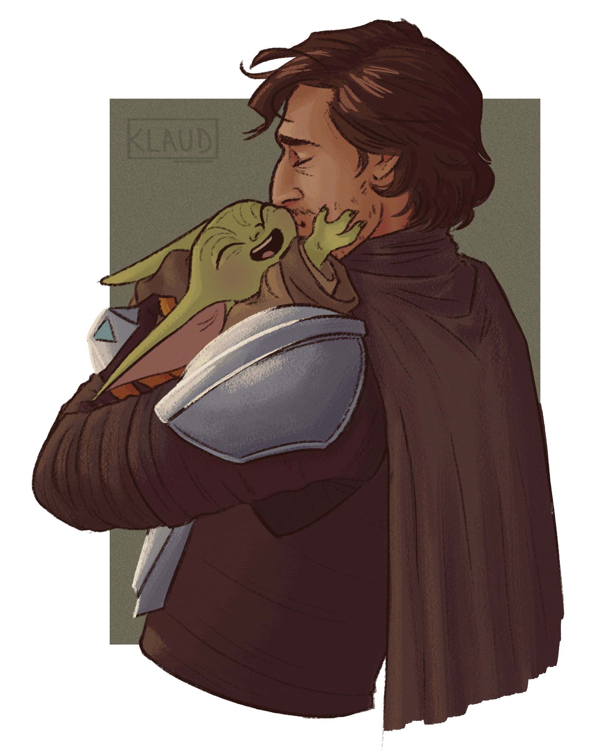 Baby Yoda and Mandalorian Fanart by klaudiart