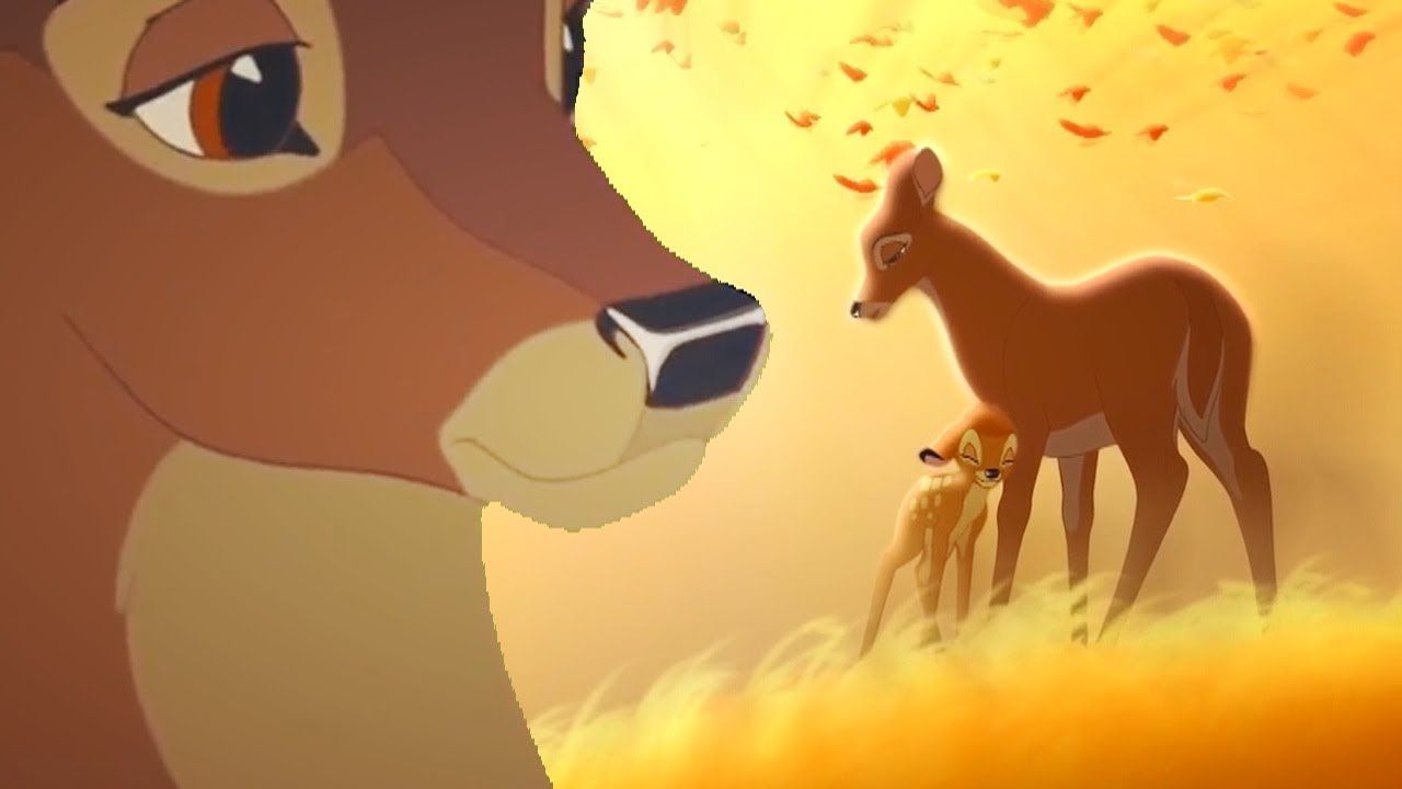 Bambi com sua mãe. 