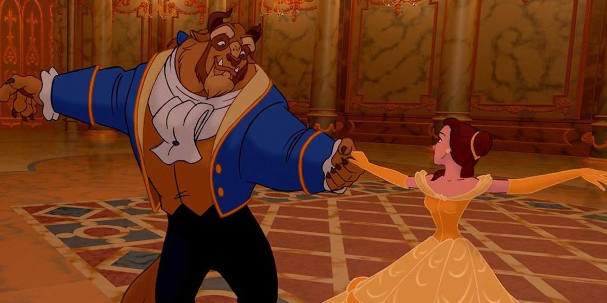 Belle and the Beast dancing in Beauty and the Beast.