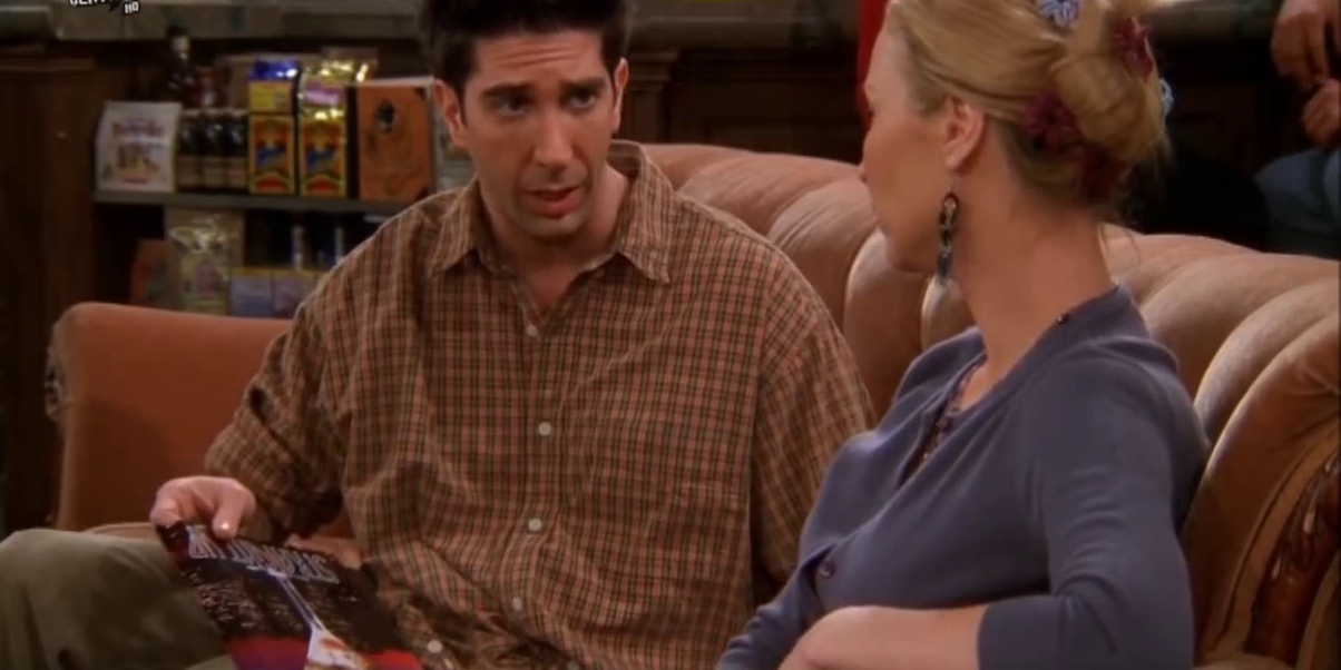 An image of Ross and Phoebe arguing in Friends