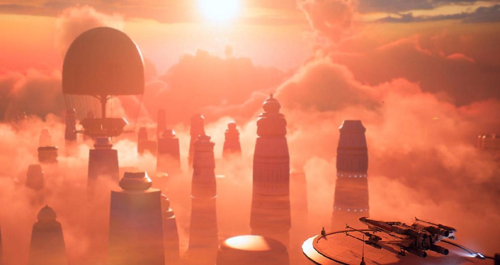 Bespin landscape with buildings and clouds