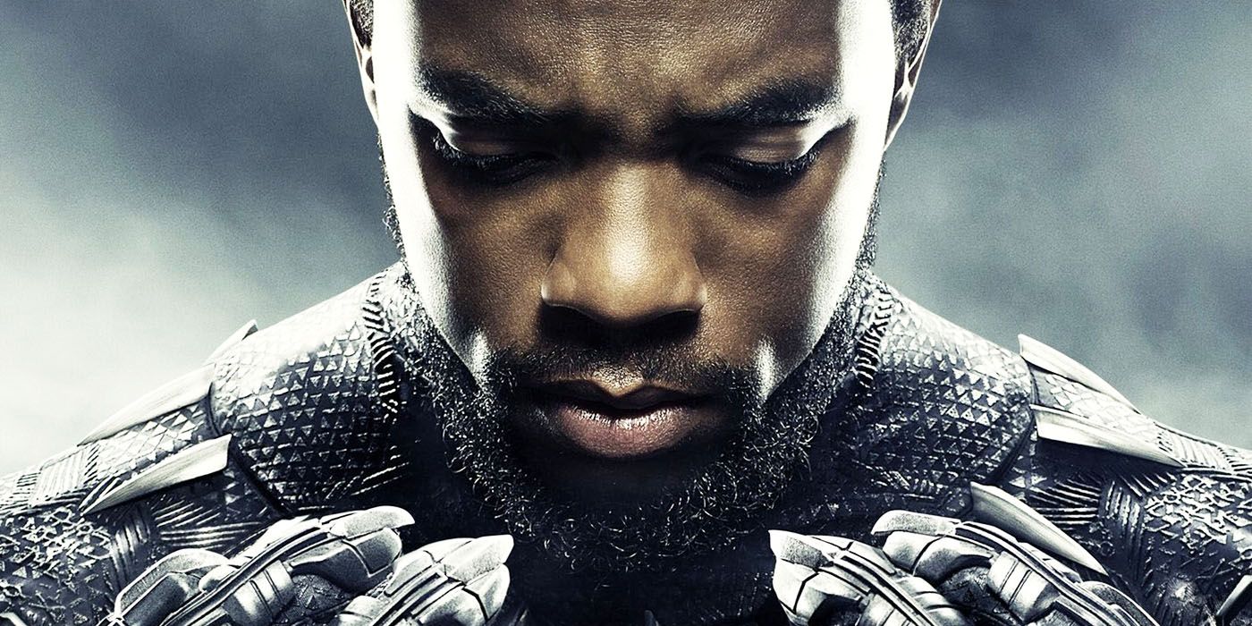 Chadwick Boseman as T'Challa in Black Panther holding up claws 