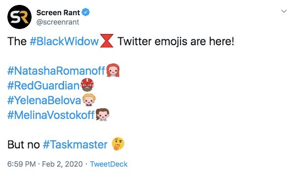 Black Widow Twitter Emojis Confirm Iron Maiden