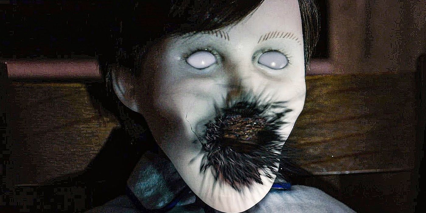 Brahms the doll opening his mouth with black coming out in Brahms: The Boy II