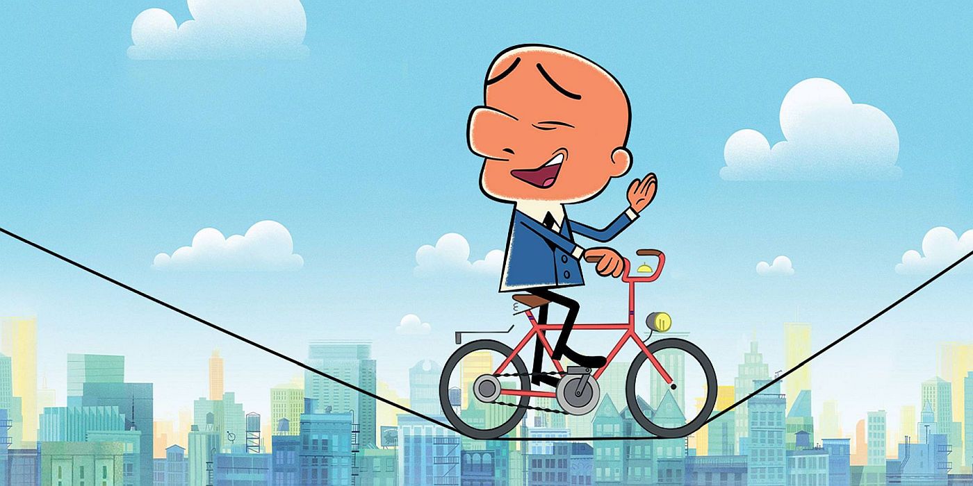 Animated Mr. Magoo riding a bicicyle in CBS All Access show