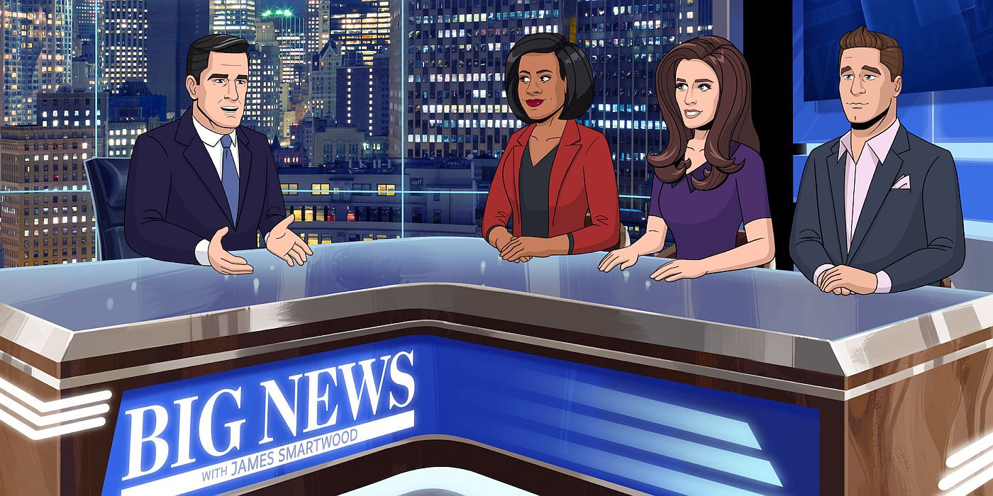 Animated newscasters on air in Tooning Out The News