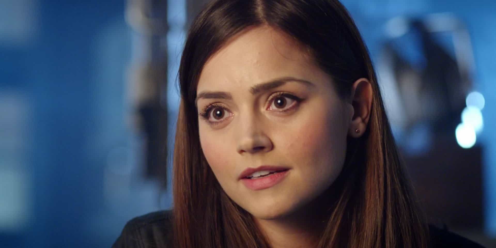 Clara looking serious in Doctor Who