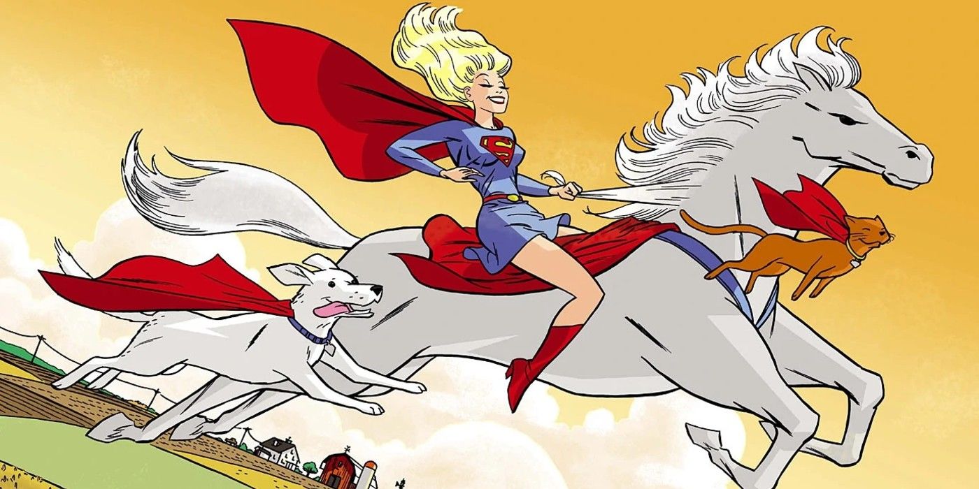 Supergirl riding Comet The Super Horse from DC Comics
