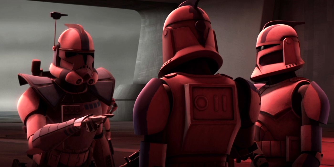 Commander Havoc talks to two shinies in Star Wars The Clone Wars on Kamino
