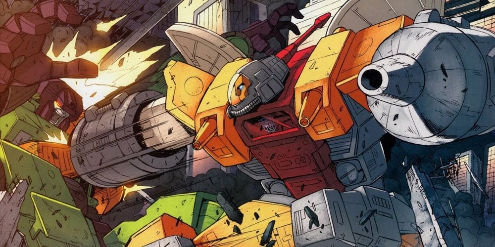 Omega Supreme punching another robot in Transformers