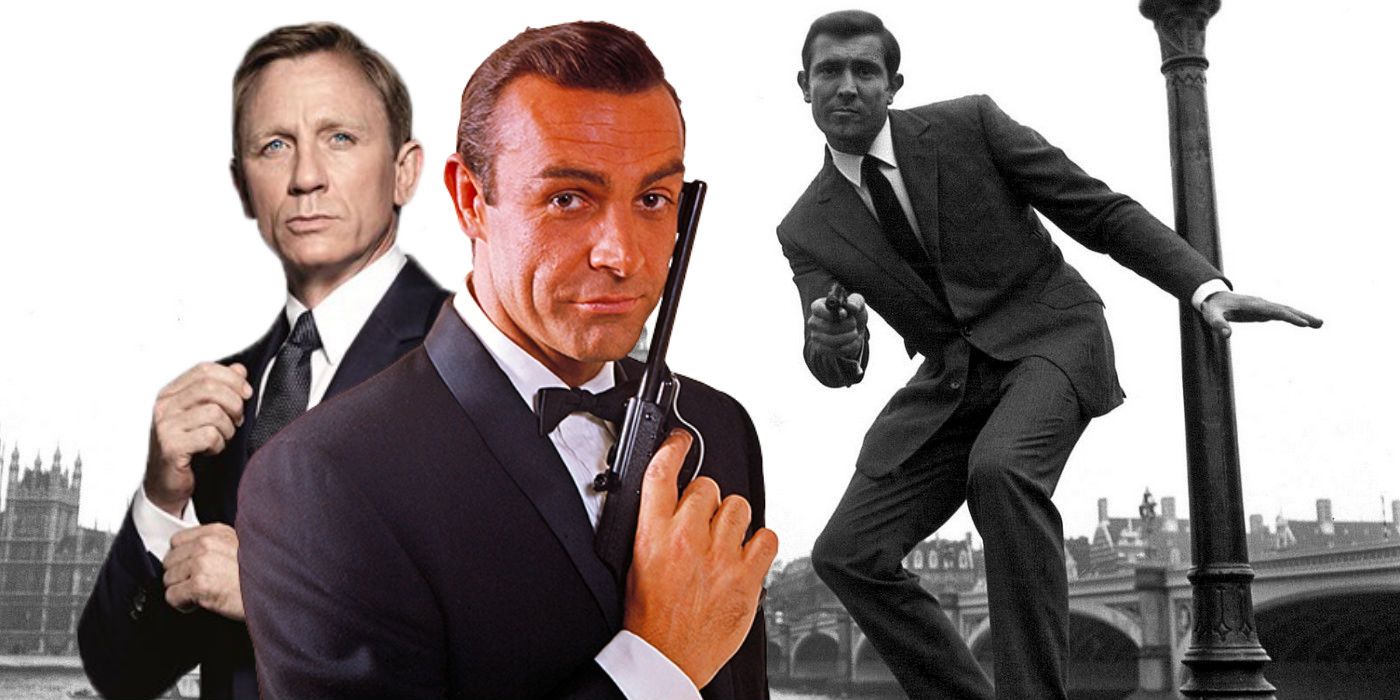 Daniel Craig, Sean Connery and George Lazenby as James Bond