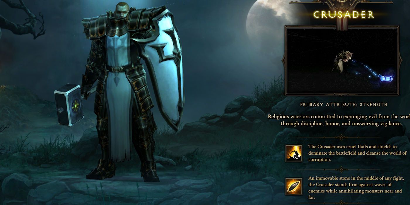 Diablo 3 Crusader seen on the title screen