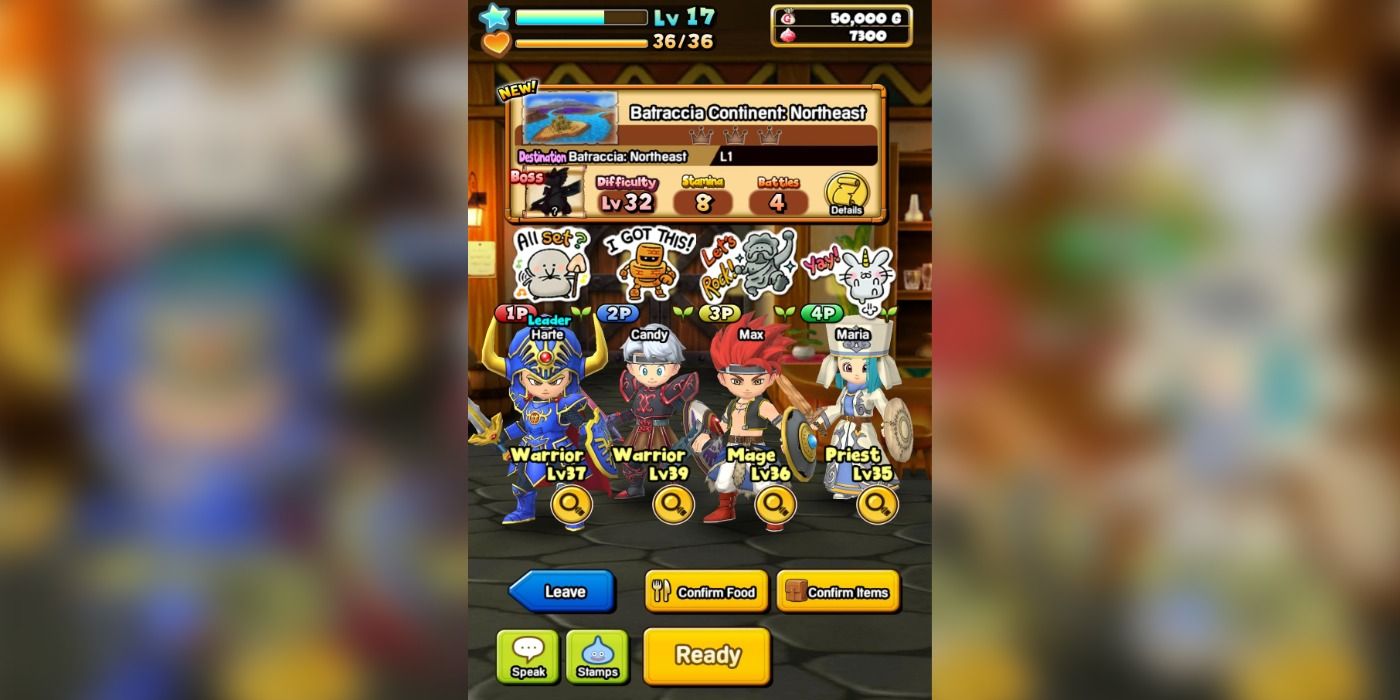 Dragon Quest of the Stars Team Screen