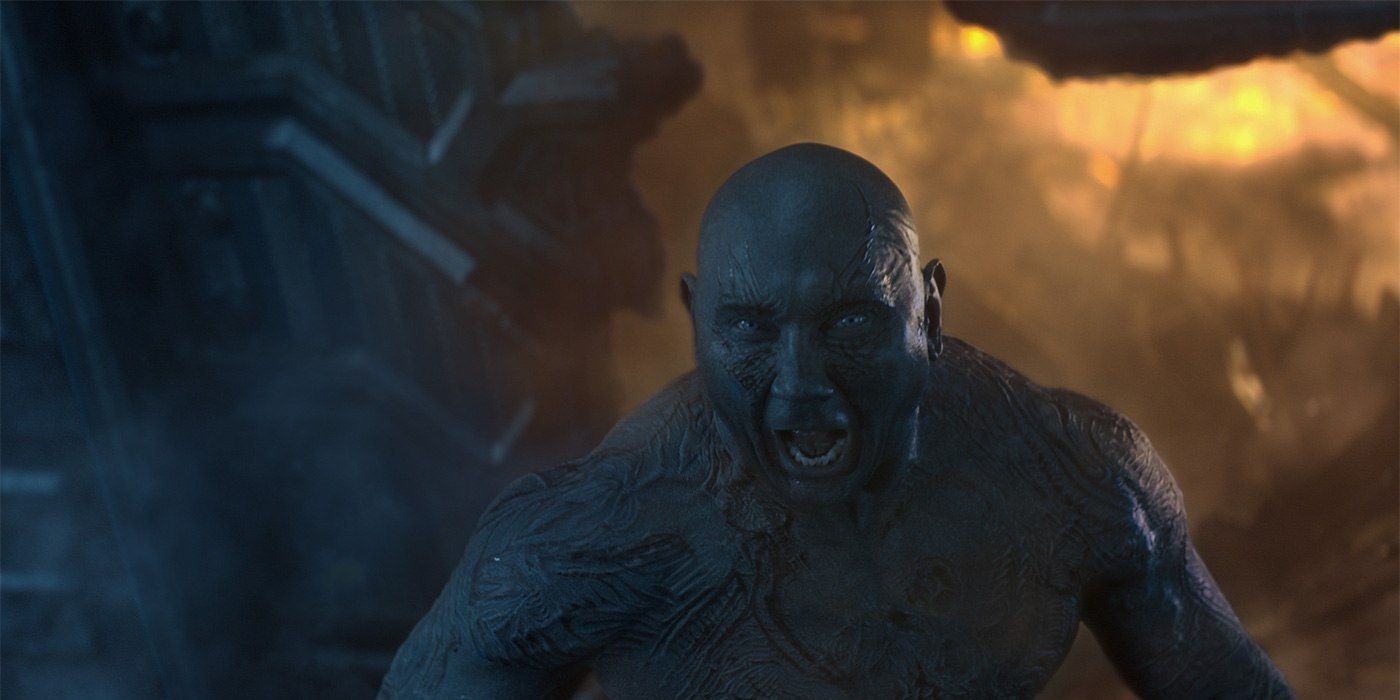Drax screaming in rage in Avengers: Infinity War