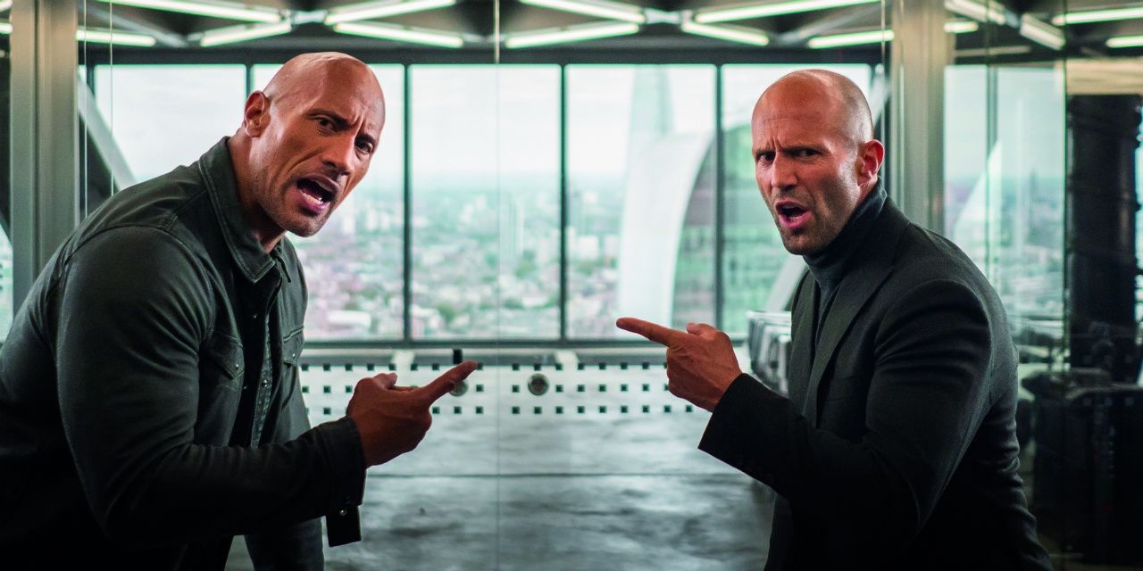 Hobbs and Shaw point at each other