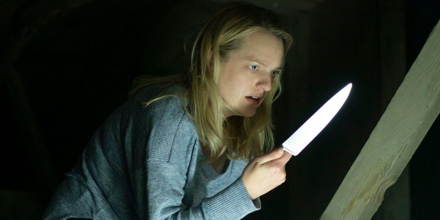 Elisabeth Moss with knife in The Invisible Man