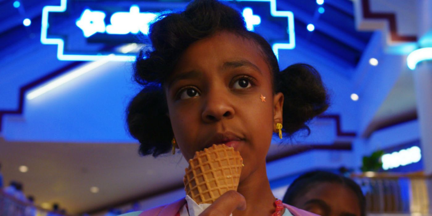 Erica eating an ice cream cone in Stranger Things