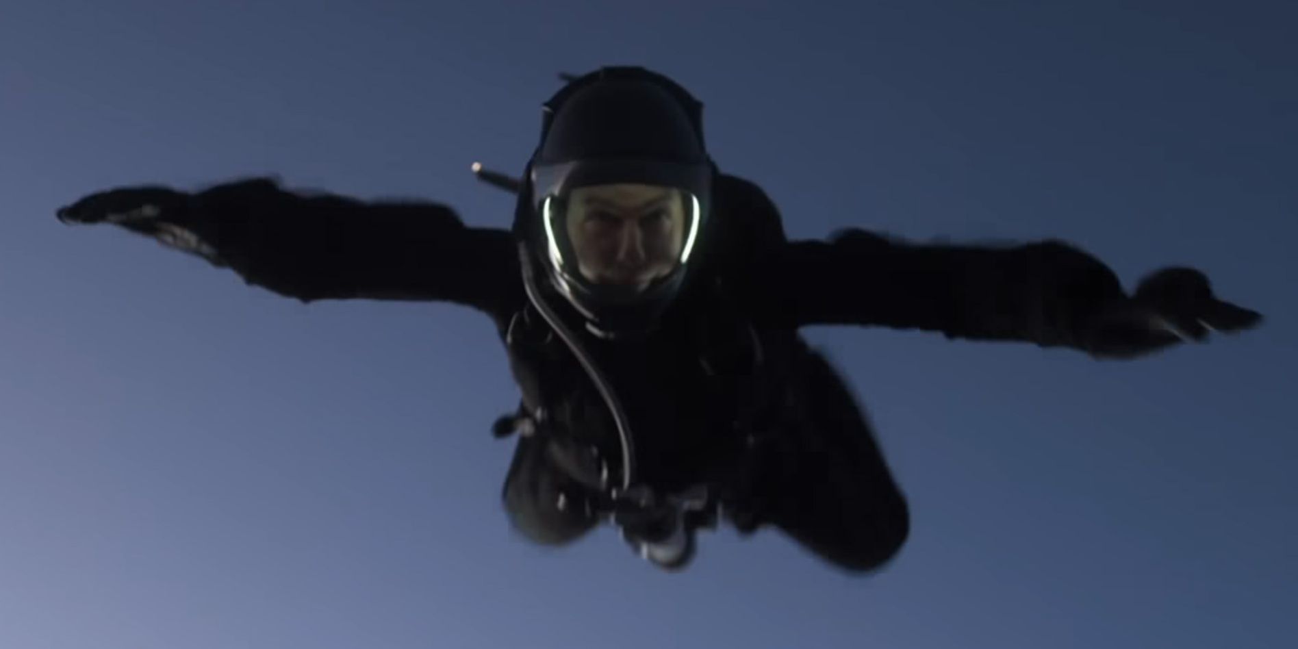 Ethan Hunt in the Halo Jump in MIssion Impossible - Fallout
