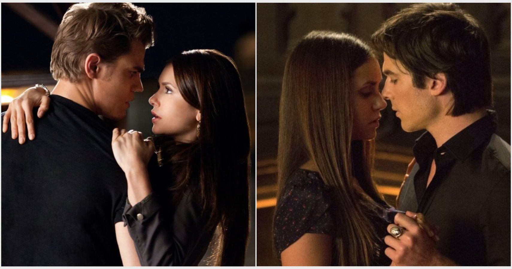 Damon and Elena/Katherine first kiss