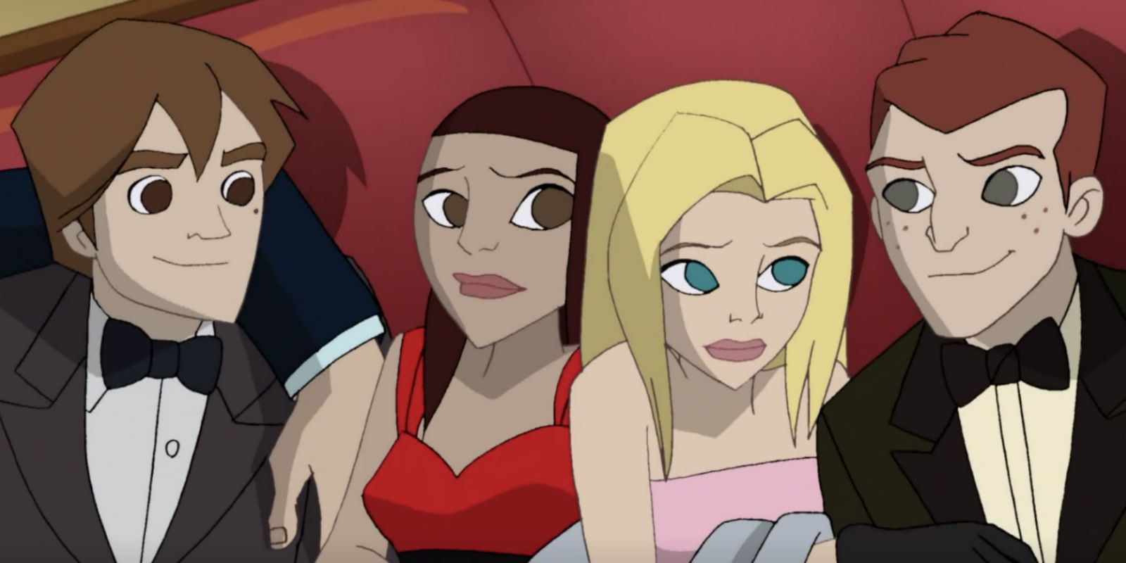Peter, Liz, Gwen and Harry are all dressed up in The Spectacular Spider-Man