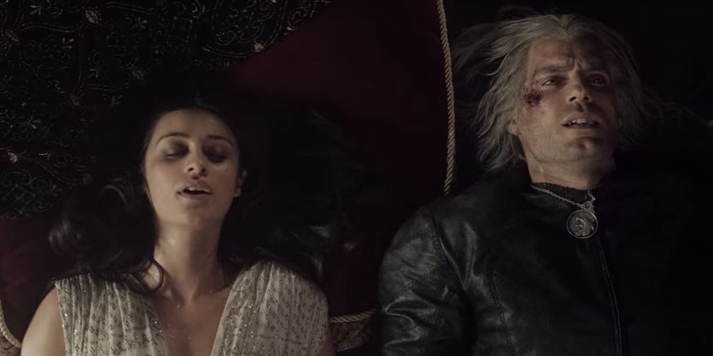 The Witcher 3 Geralt and Yennefer lie in the half-collapsed house