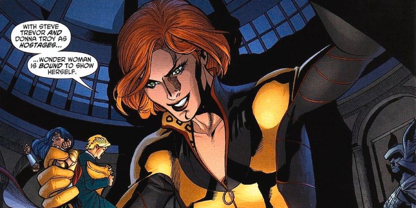 Giganta holds Steve and Diana hostage in DC comics