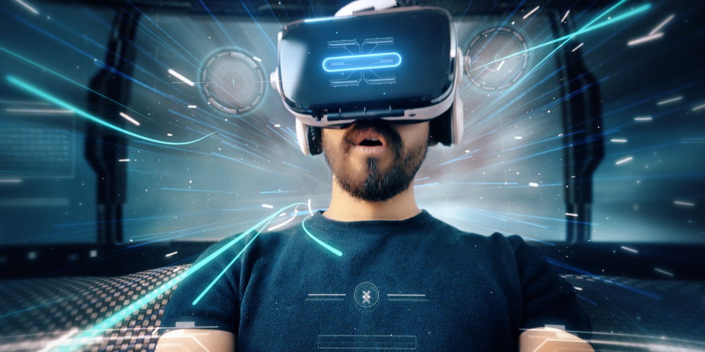 A man playing video games using a VR headset