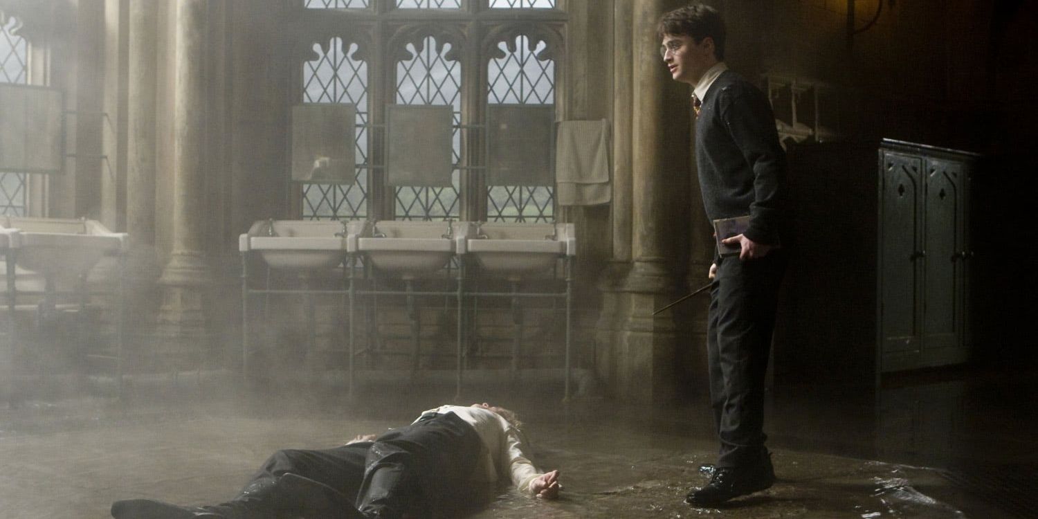 Harry usa Sectumsempra em Draco Malfoy em Malfoy em Enigma do Príncipe