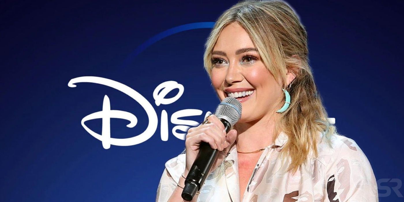 Hilary Duff and Disney+ Logo