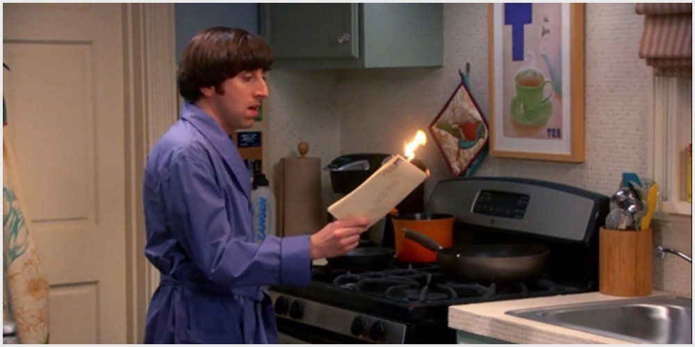 Howard burns his letter in The Big Bang Theory