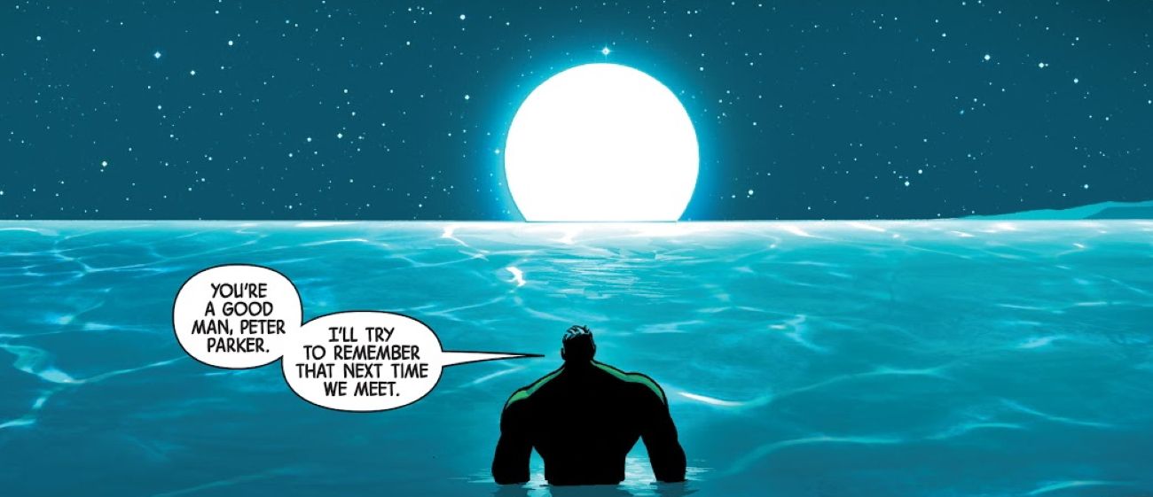 Hulk compliments Peter Parker