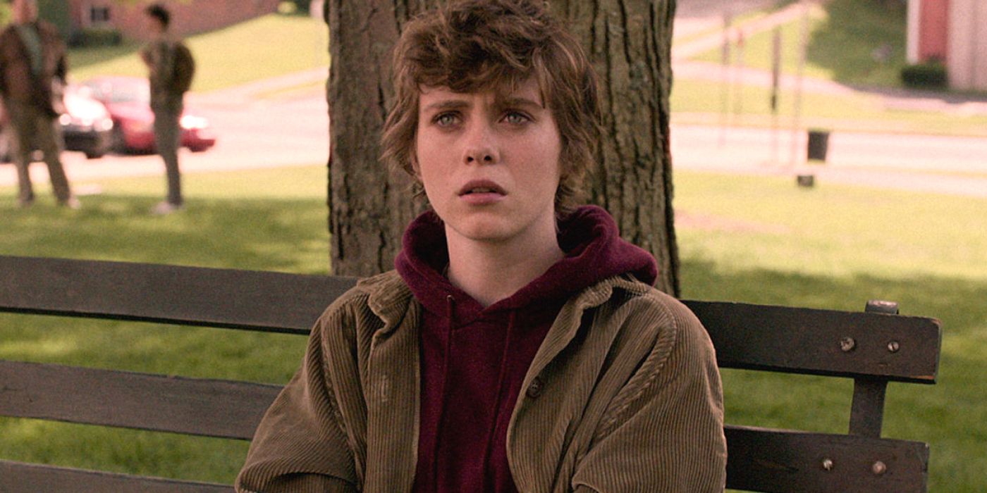 Sophia Lillis on a bench in I Am Not Okay With This