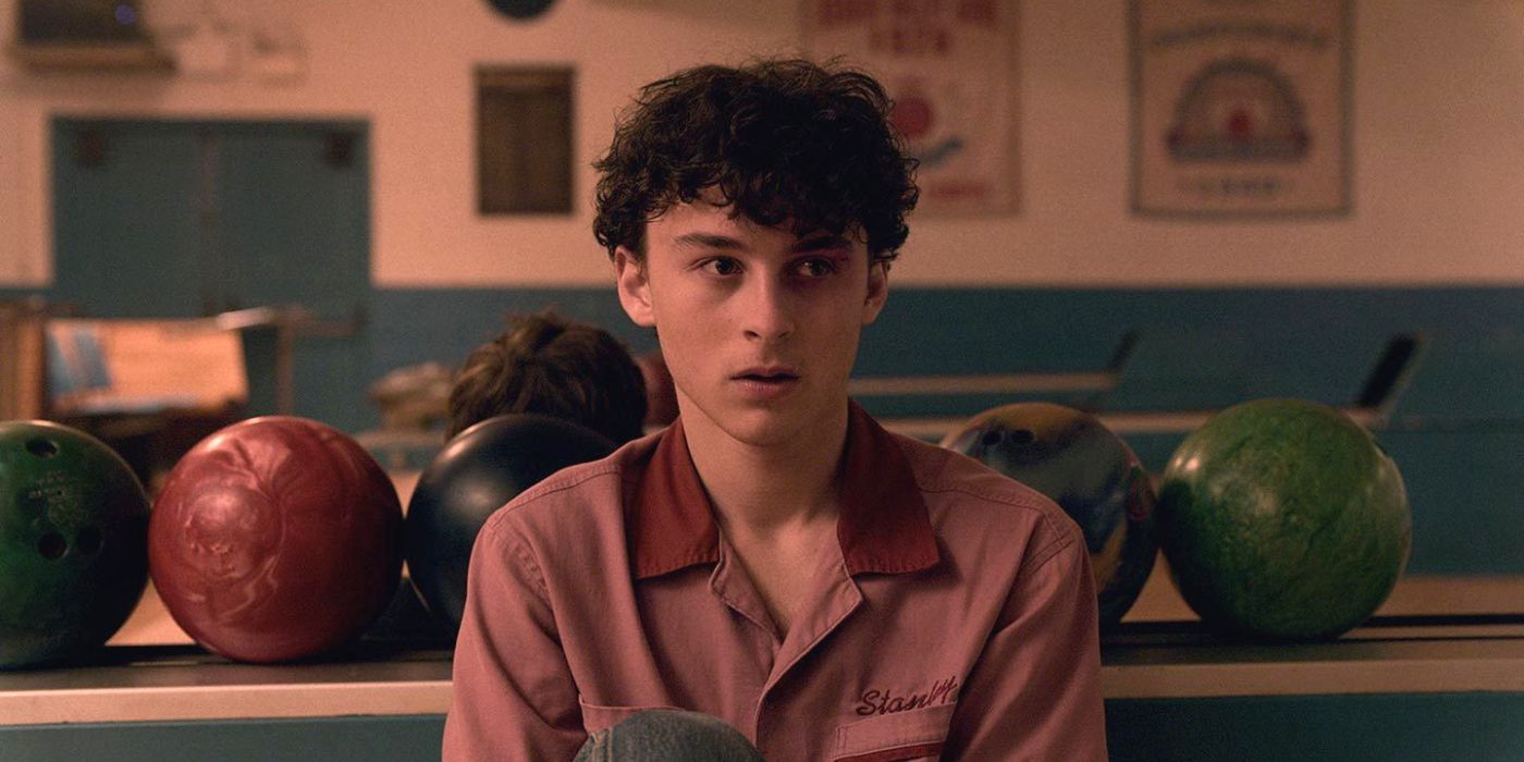 Wyatt Oleff at a bowling alley holding onto a ball in I Am Not Okay With This