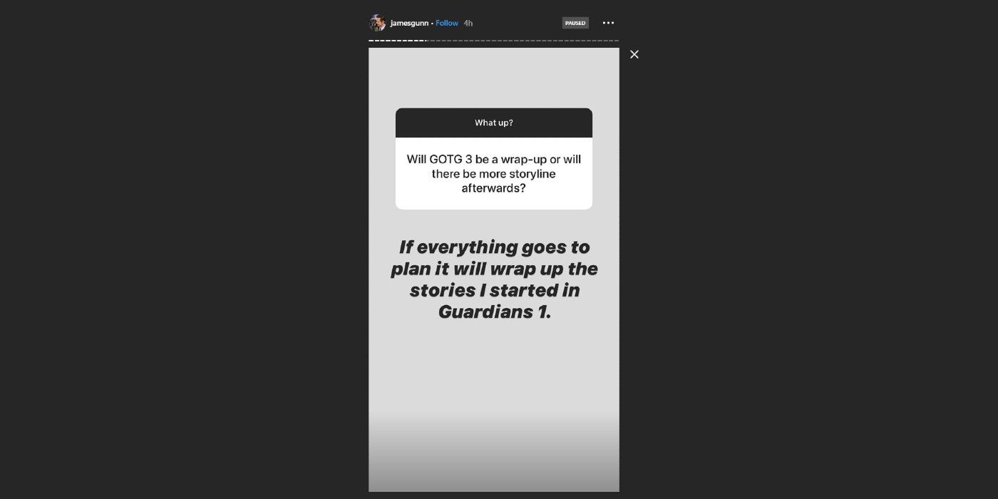 James Gunn Instagram Guardians of the Galaxy 3