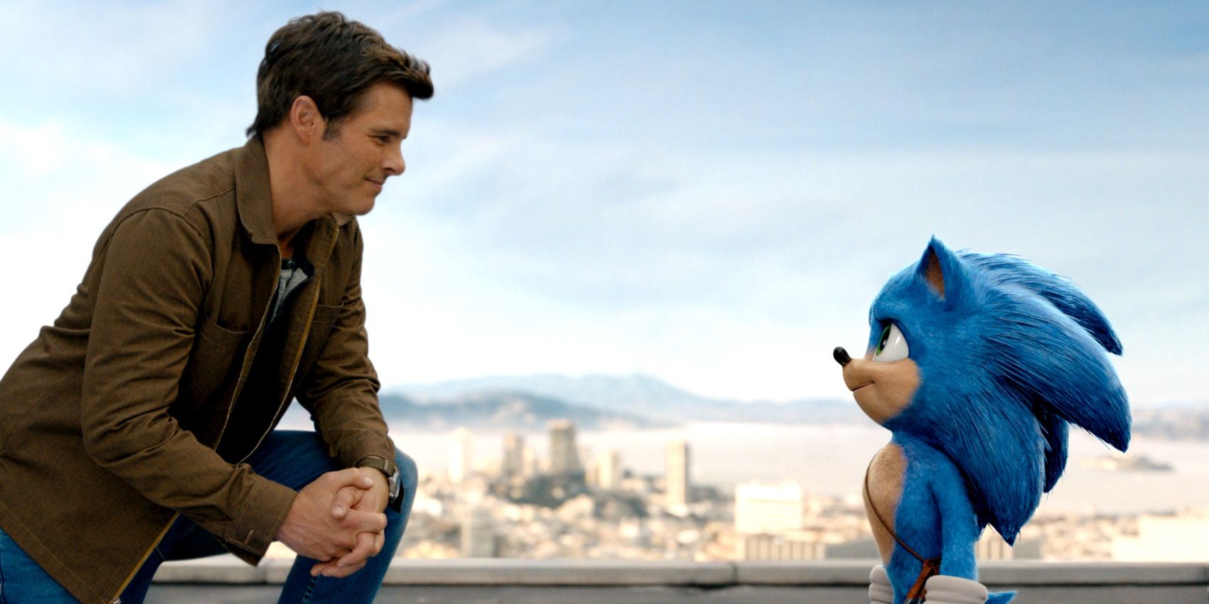 James Marsden and Ben Schwartz in Sonic the Hedgehog