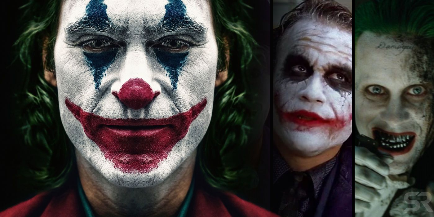 Joaquin Phoenix Joker with Jack Nicholson, Heath Ledger, and Jared Leto