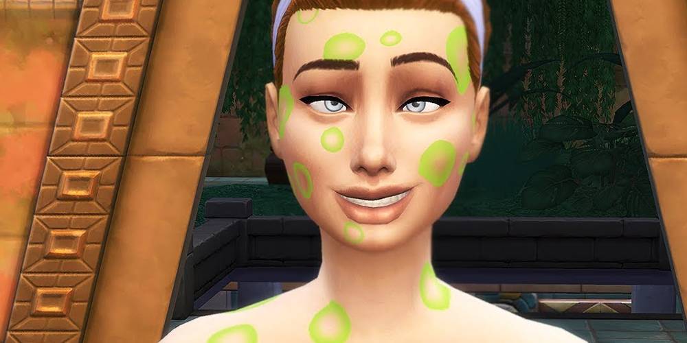 Um sim sucumbindo ao veneno em The Sims 4.