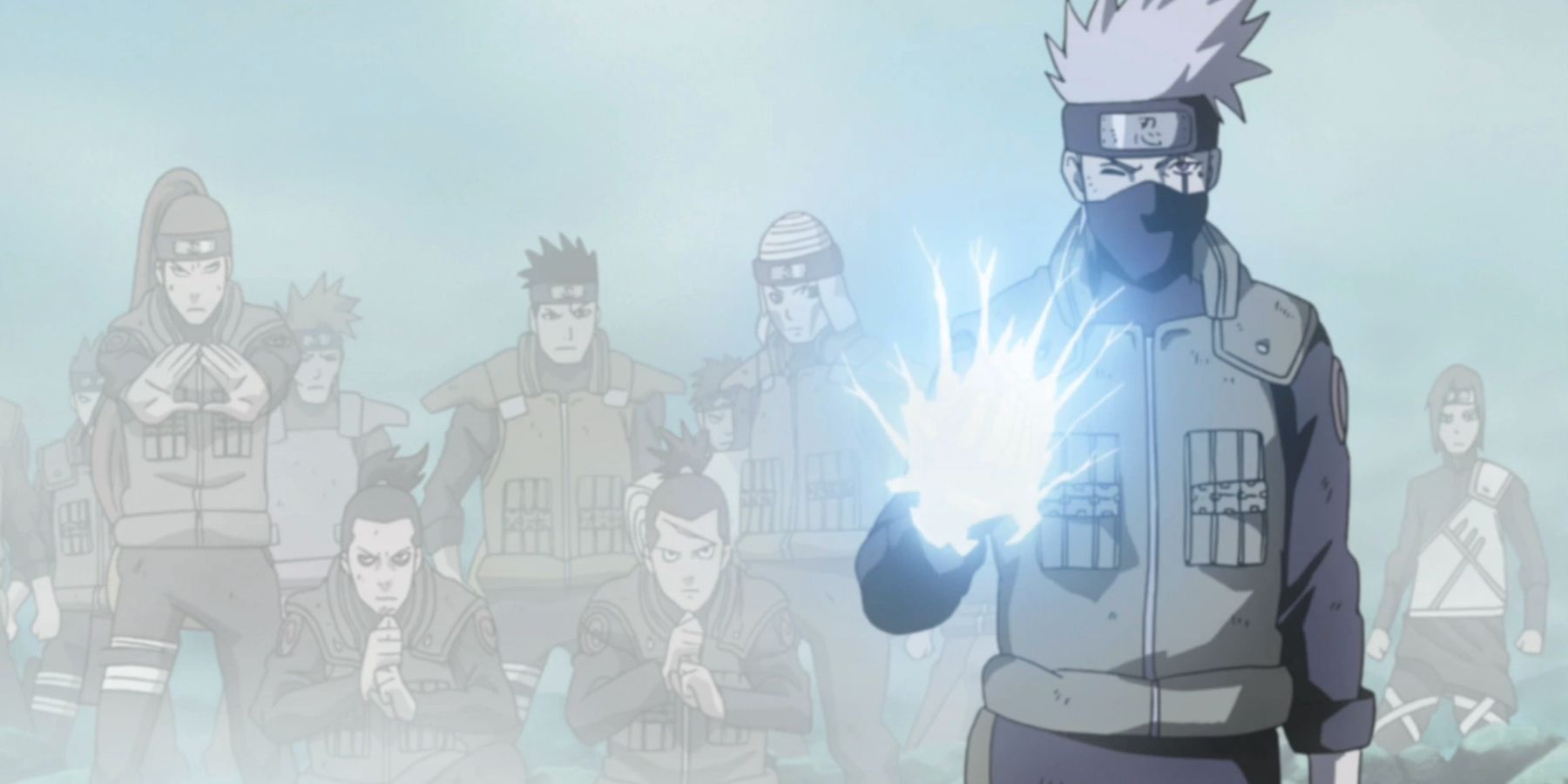 Kakashi Showing Off His Abilities During Battle In Naruto Shippuden