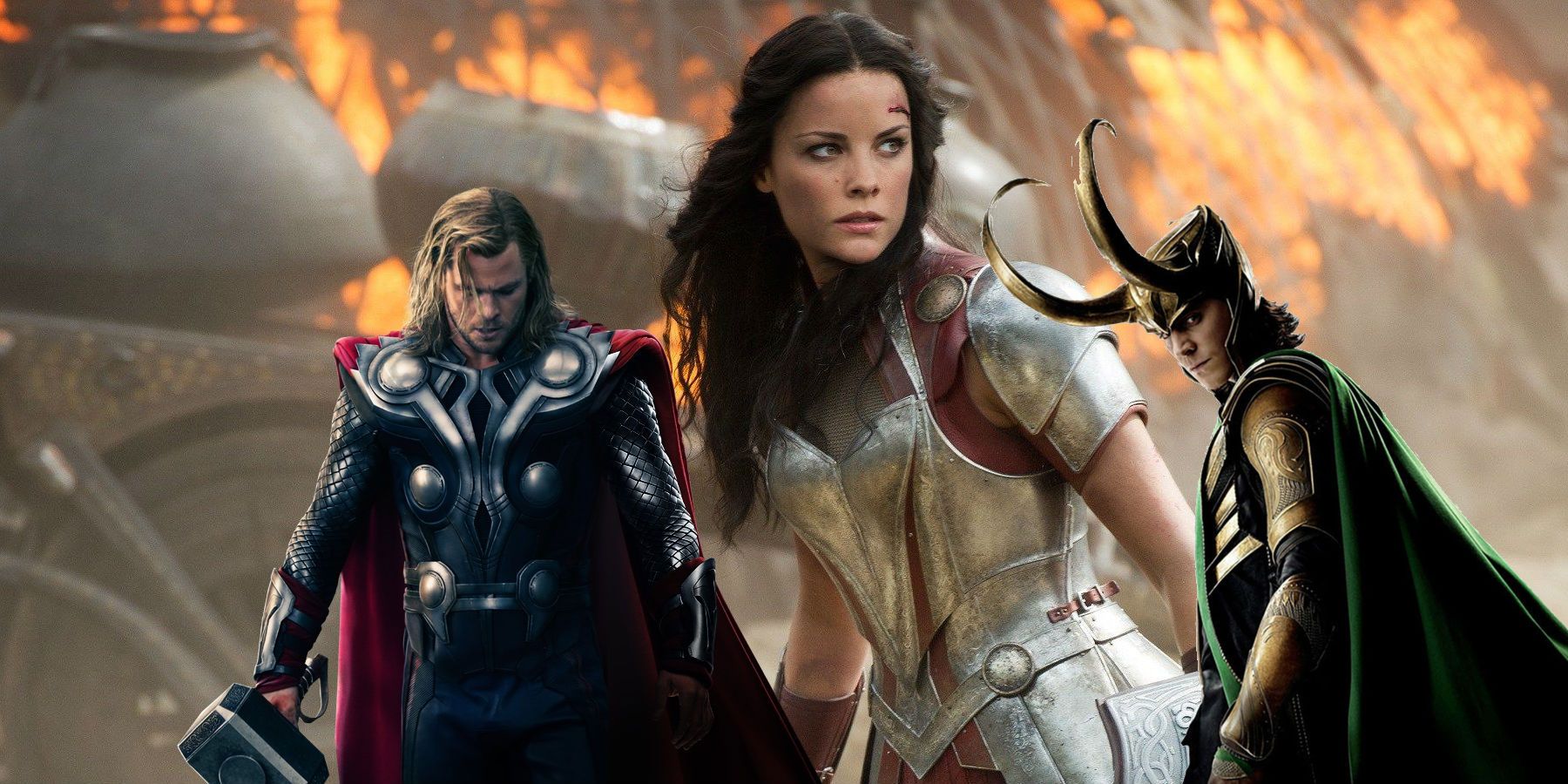 Lady Sif with Thor and Loki