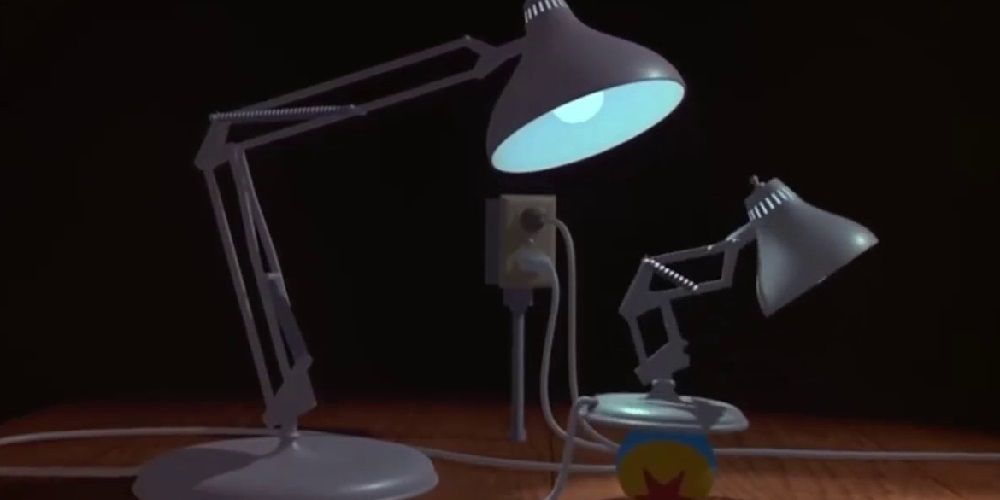 Luxo and Luxo Jr. playing with the Pixar ball