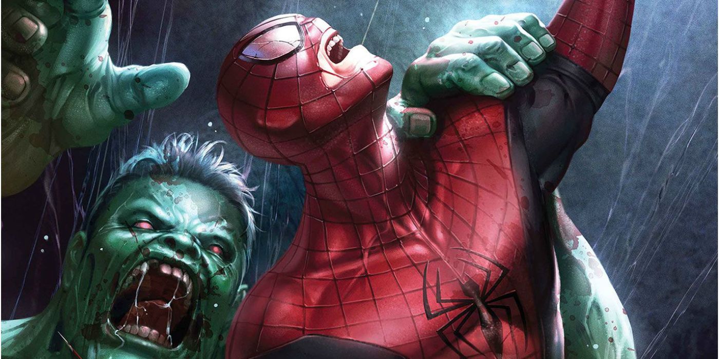 Zombie Hulk attacks Spider-Man